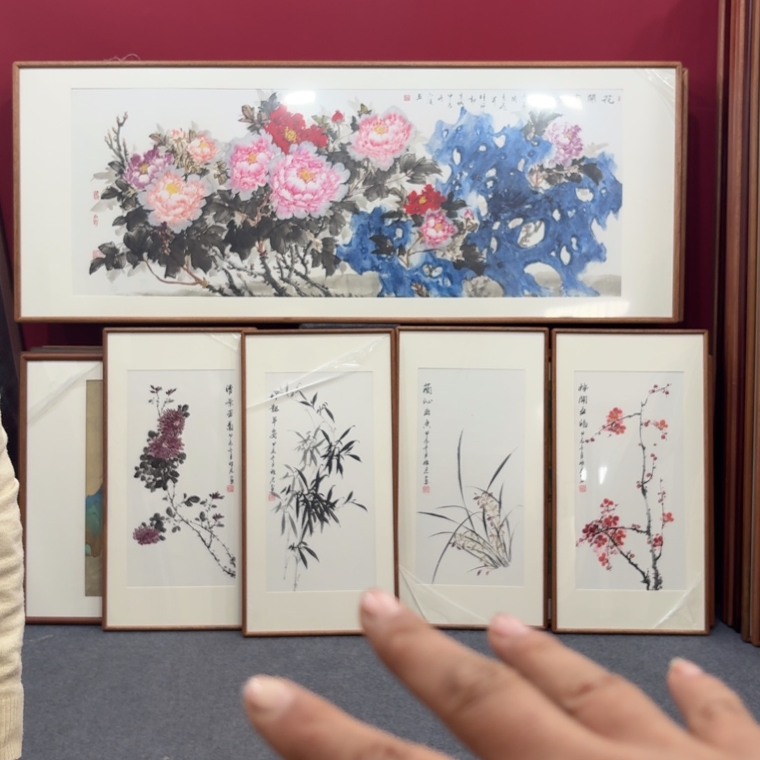 国画手绘作品带框包邮45成90