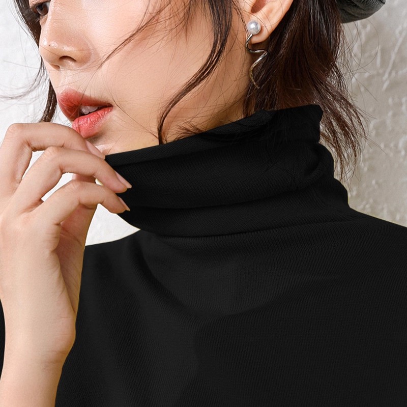 高领打底衫女2025秋冬季长袖内搭外穿堆堆领上衣针织弹力套头毛衣