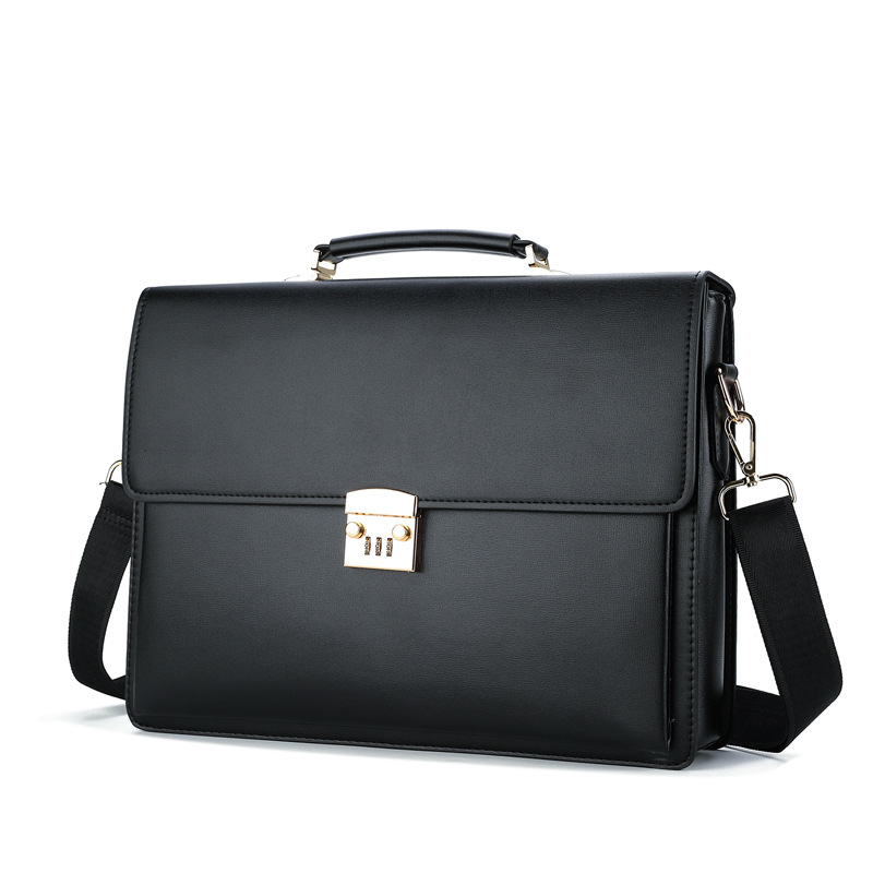 男士手提包商务公文包密码锁电脑包复古公事包日式皮革斜通勤