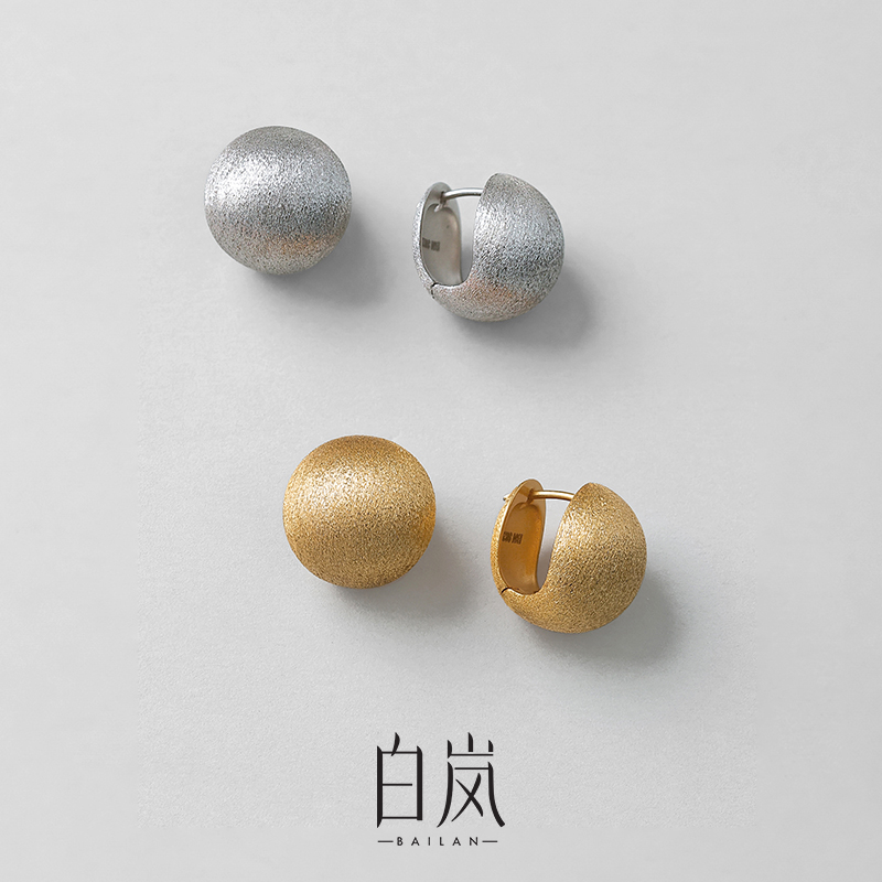 925银耳饰 白岚拉丝圆球耳环女2025新款轻奢法式优雅百搭潮ED2884