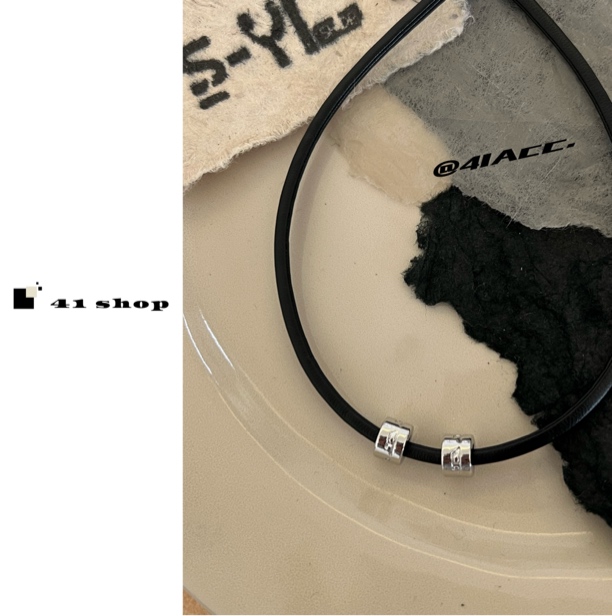 铜合金皮质项链 A502小众D字母小众串珠皮皮设计风格独特时尚项链