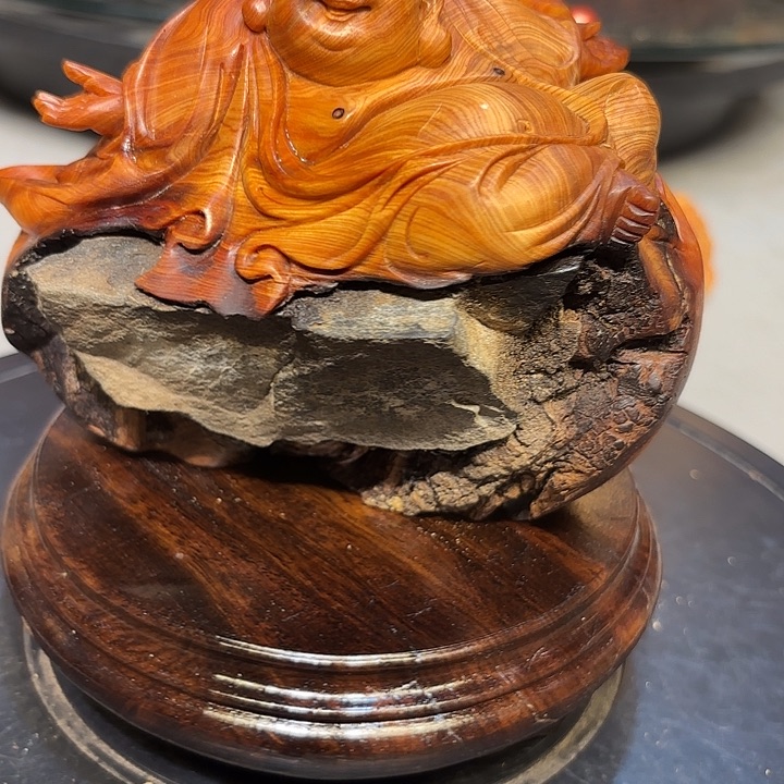 木太行崖柏根雕摆件弥勒佛