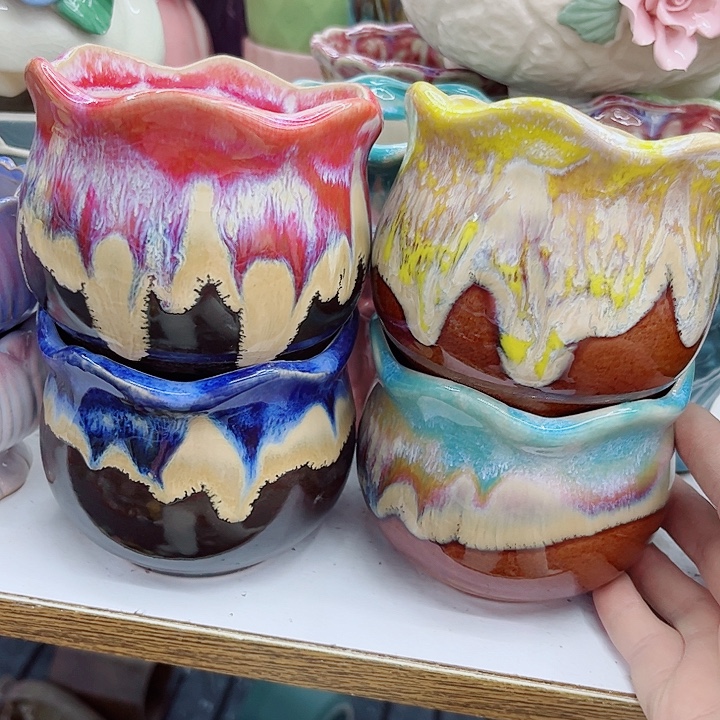 多肉绿植陶瓷花盆9.9包邮，有孔