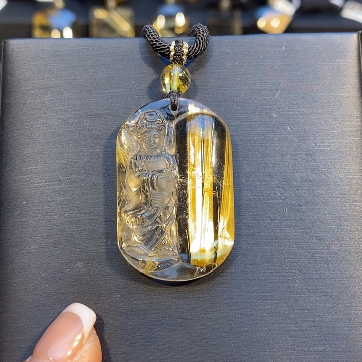 颈饰发晶未镶嵌高品质钛晶观音吊坠