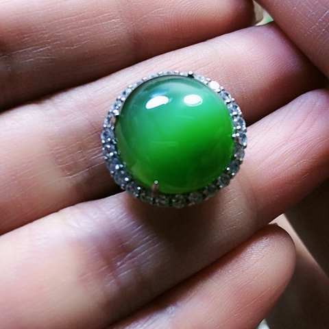 和田玉戒指银S925镶嵌