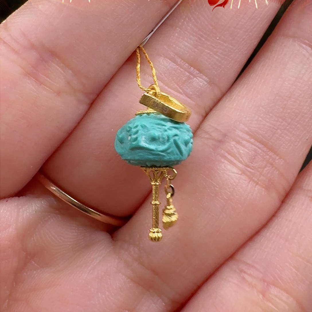 绿松石珠宝奇石18K金镶嵌