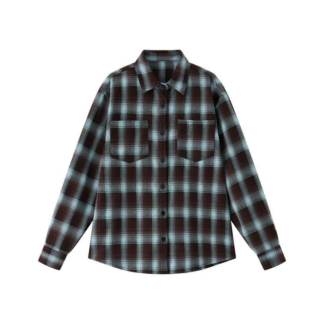 APOECHO 美式复古多色秋冬格子衬衫外套男女宽松休闲百搭长袖上衣