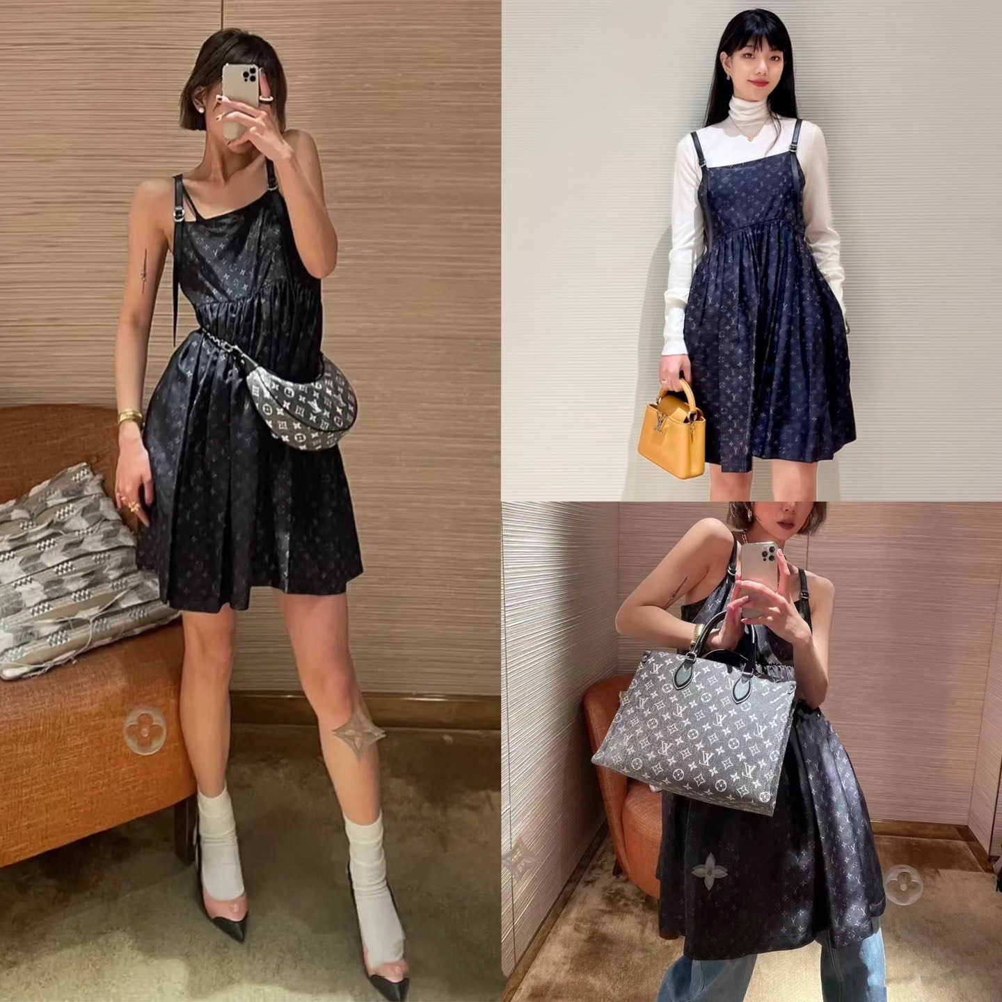 99新 LouisVuitton/路易威登 葡萄籽奢潮/满印真丝复古连衣裙/36