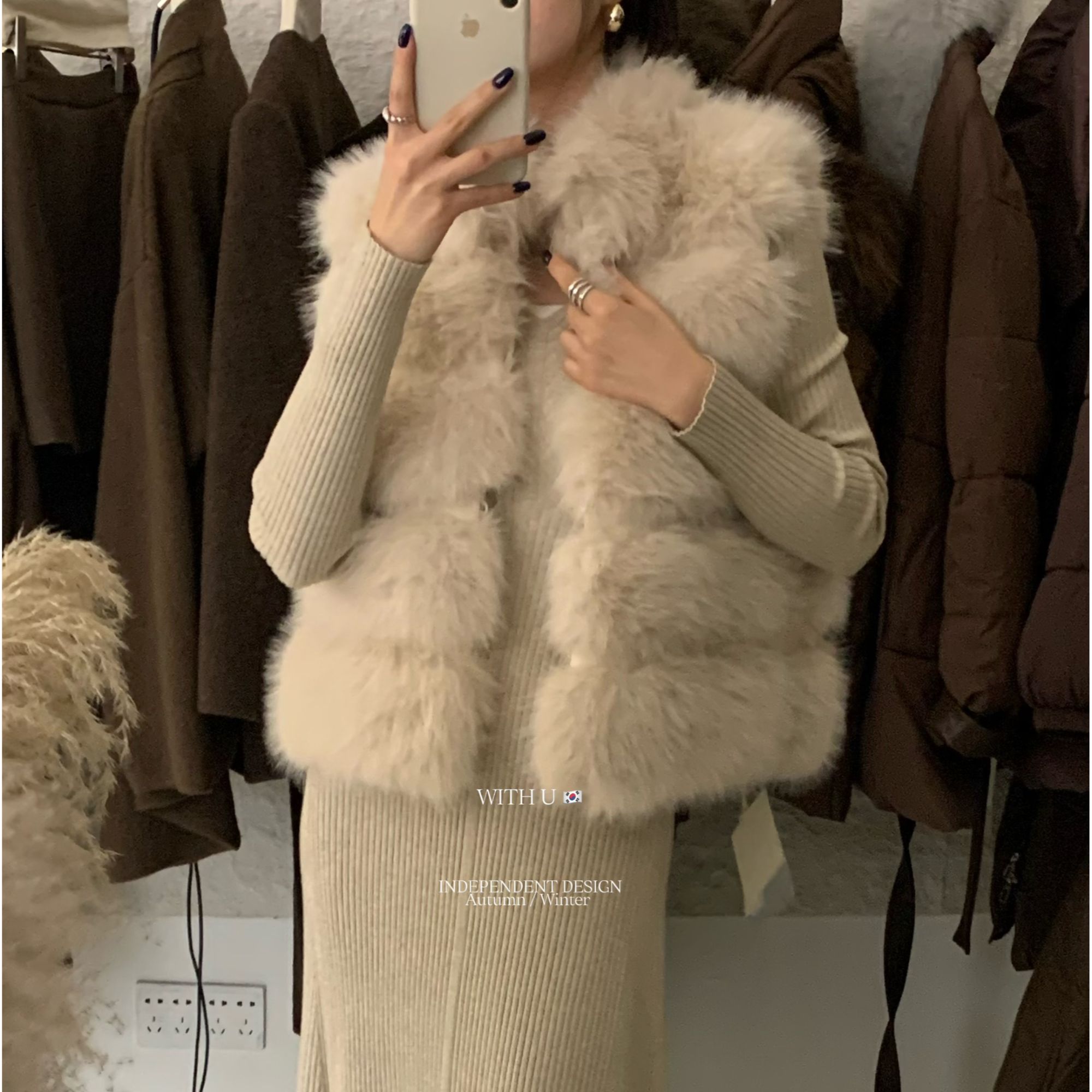 小玉呀！韩系百搭毛毛马甲（衣长55）