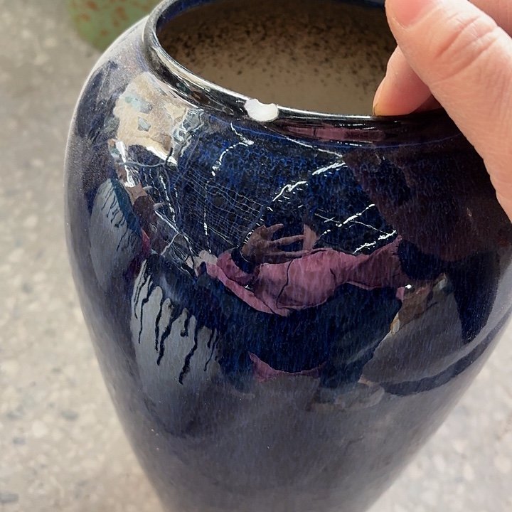 微瑕蓝花面中号高27口径11