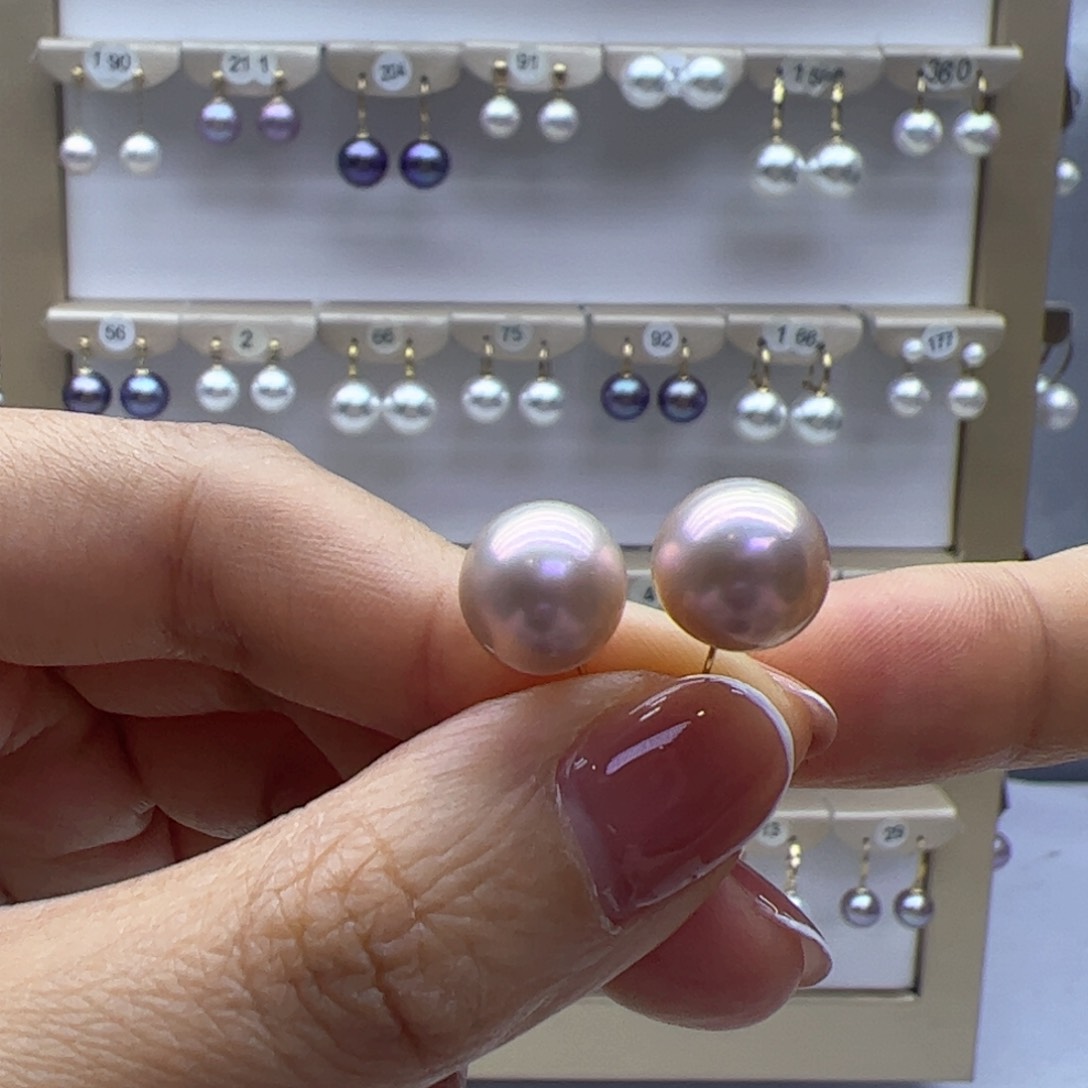 淡水珍珠耳饰18K金镶嵌