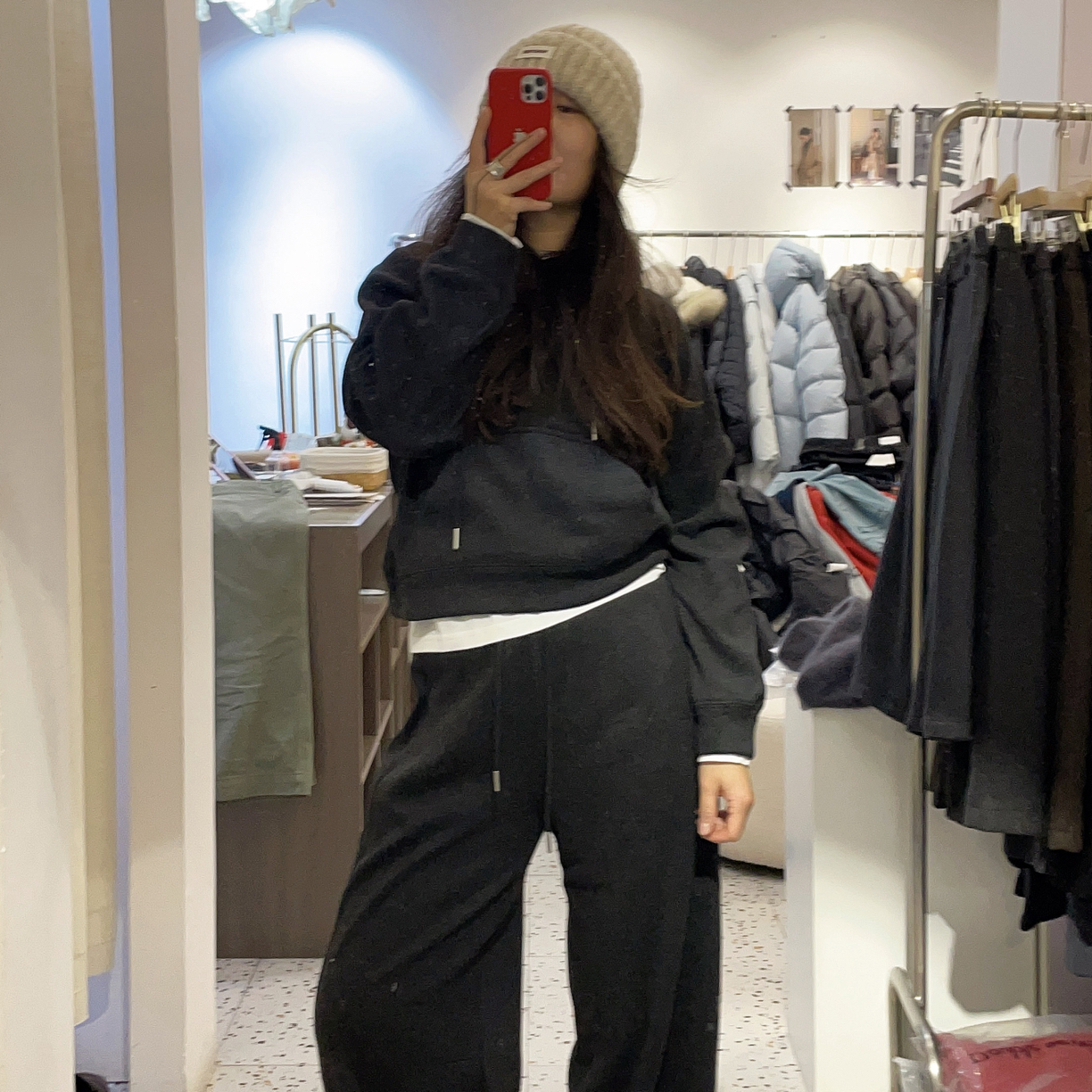 女加绒加厚款连帽冬季卫衣套装运动