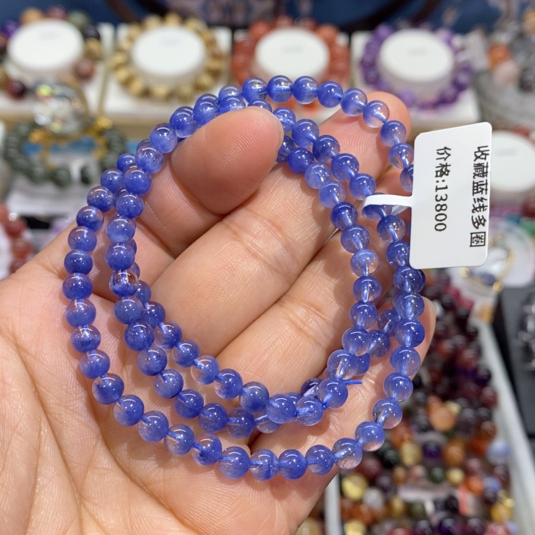 水晶手串未镶嵌蓝线多圈