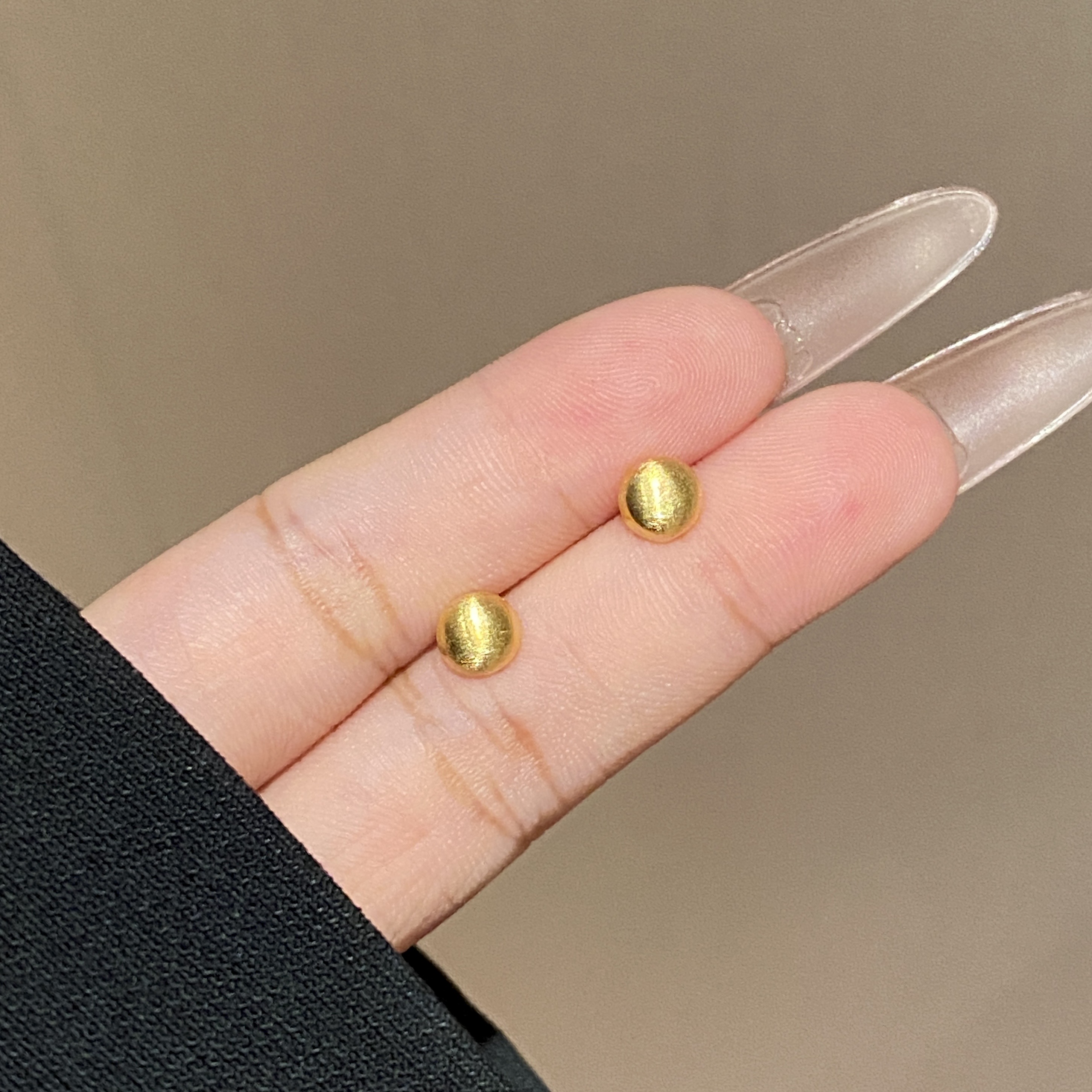 925银耳饰 气质耳钉轻奢时尚百搭精致拉丝圆饼耳钉A3616