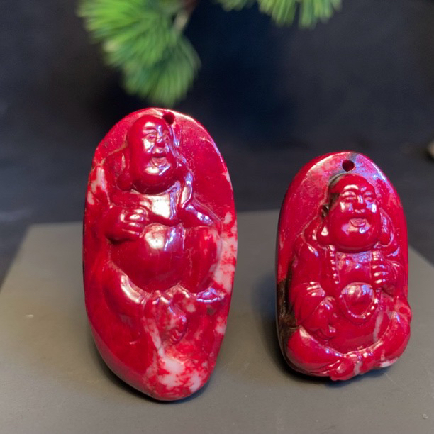 天然辰砂天然辰砂原矿红砂精雕弥勒佛男女款挂件精品