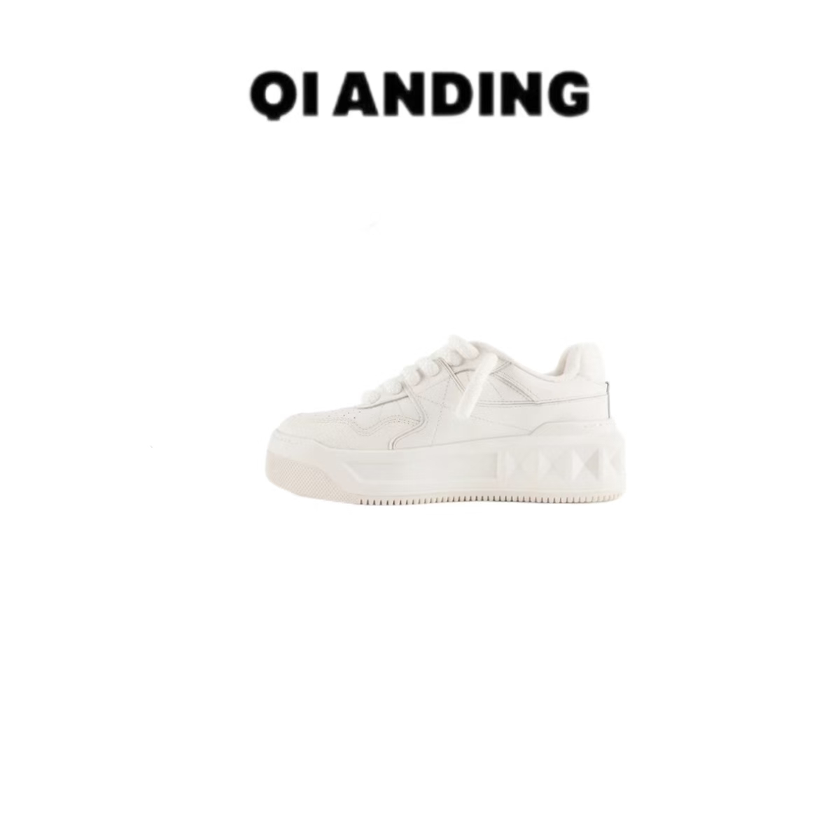 【QIANDING】质感皮革纯色系带休闲鞋259268