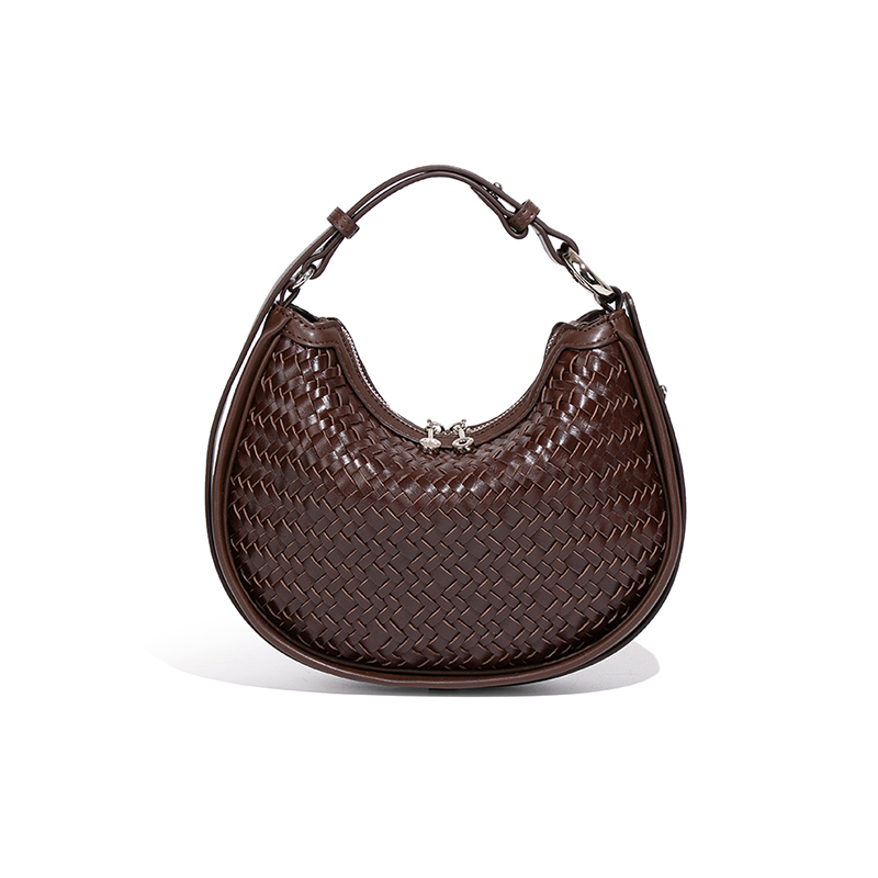 【高定】复古高级感手拎月牙包个性小众斜挎腋下包B2277-2-巧克力