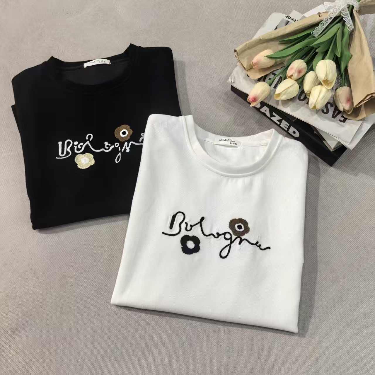 J衣长70    8925【圣诞小花】磨毛短袖T恤