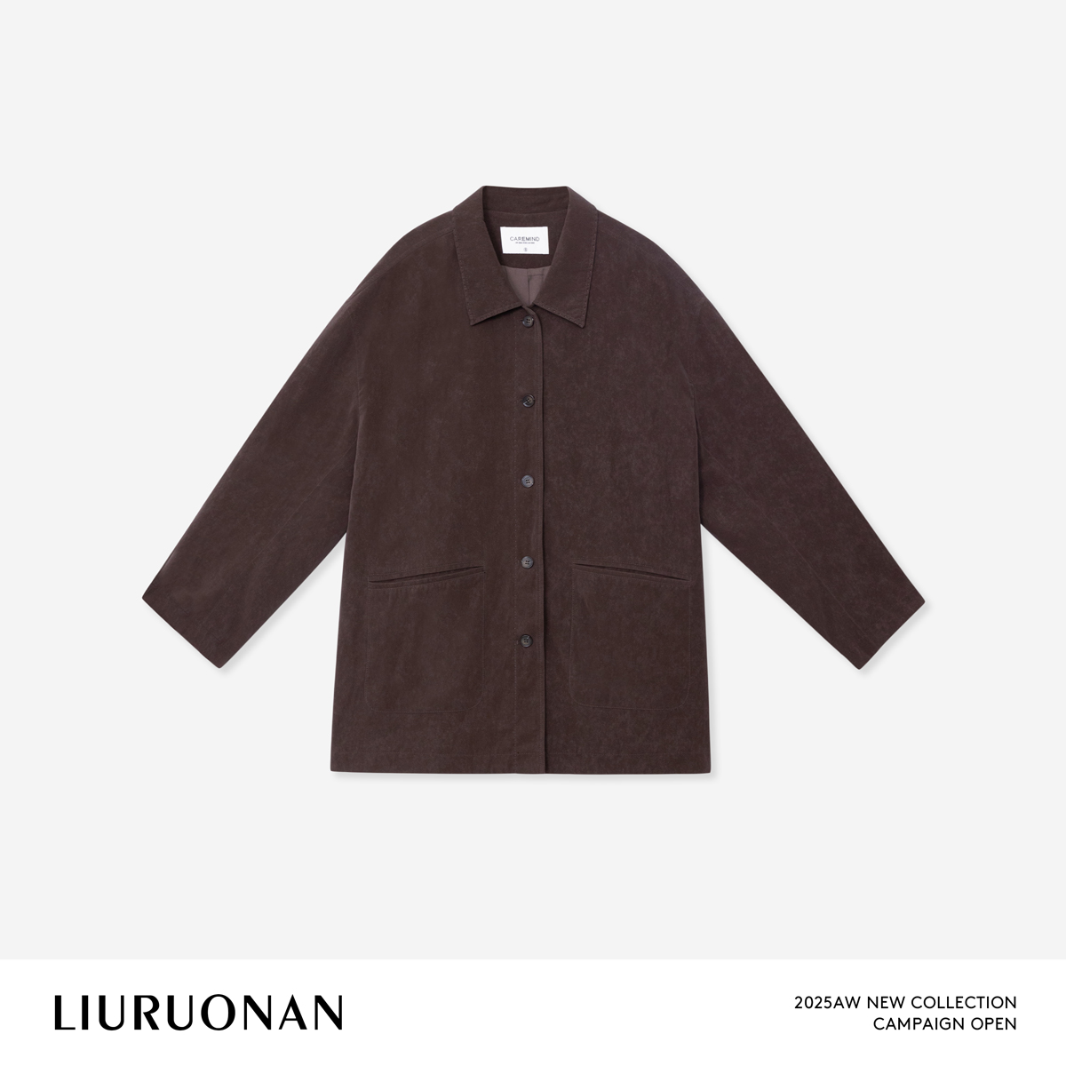 LIURUONAN 25FL 【暗棕叙事皮衣】复古翻领单排扣秋冬宽松显瘦夹克