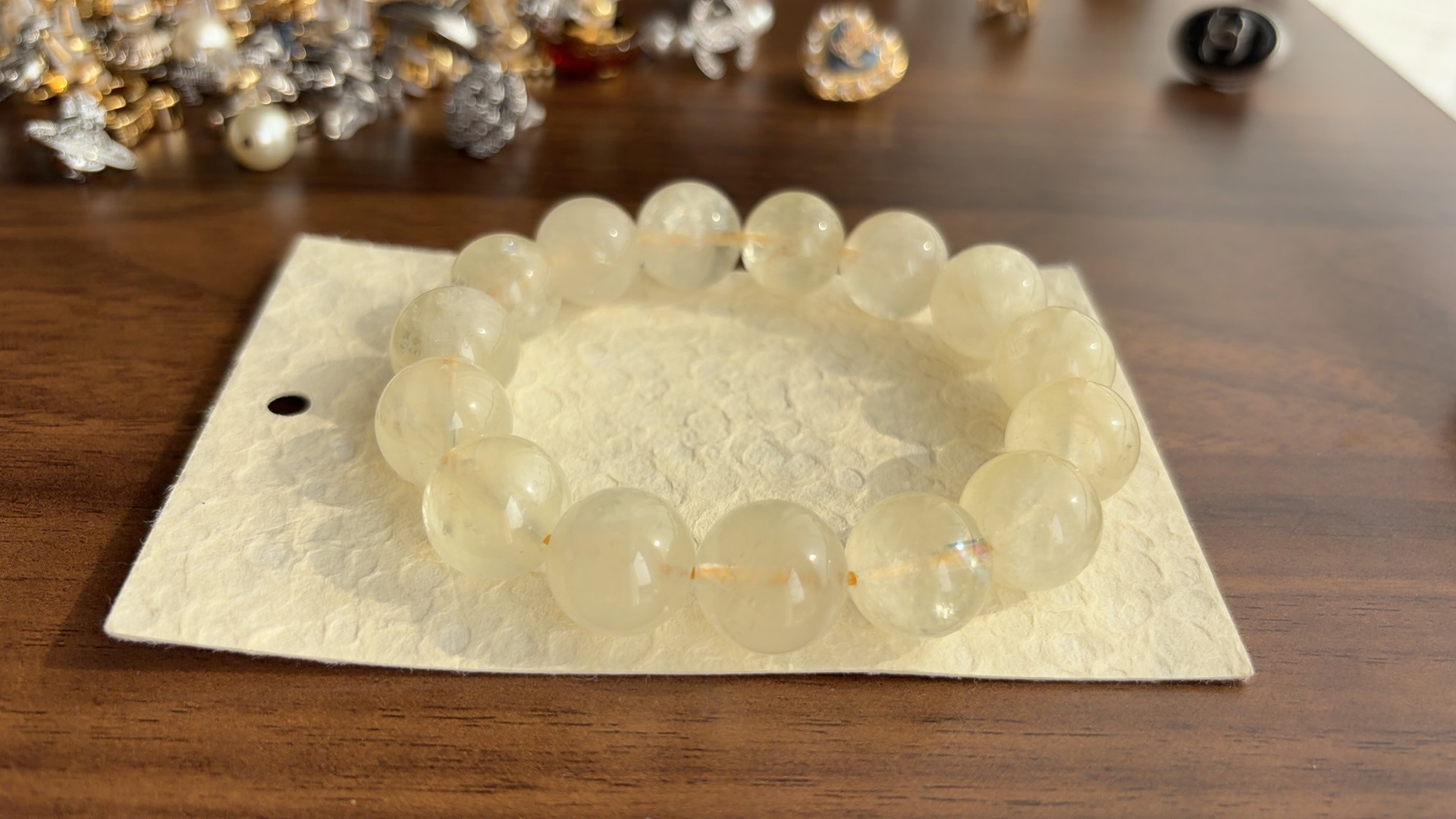 柠檬水晶手链大单圈单圈手串百搭简约素圈气质