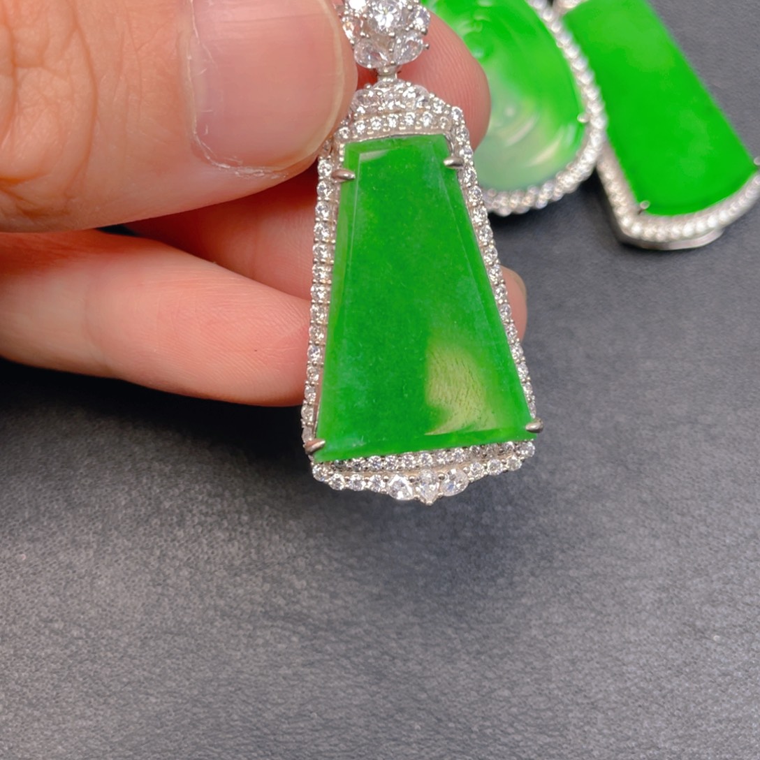 翡翠银S925镶嵌吊坠(不含链)