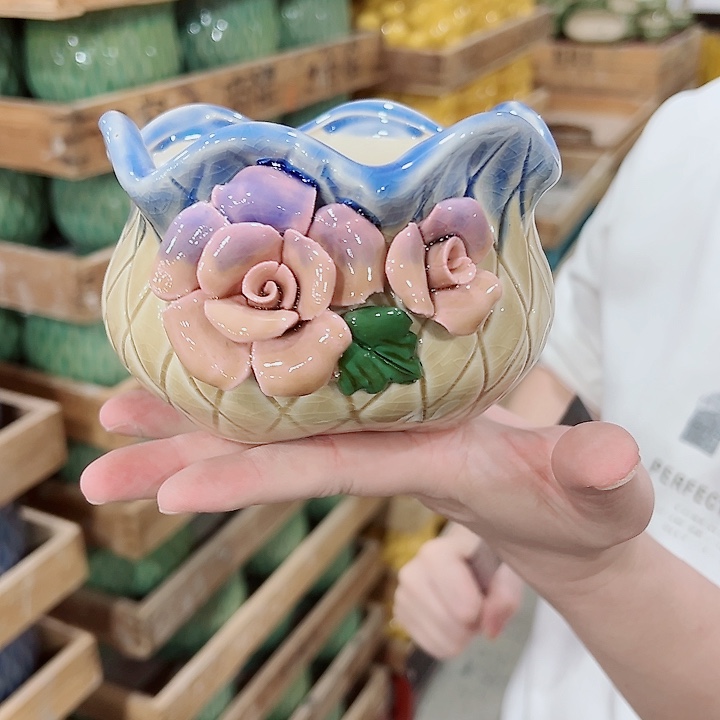 有孔，凑单福利满10元发货陶瓷多肉花盆！