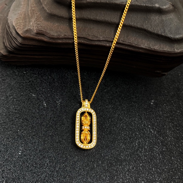 坠链均925银 国风古法金刚杵可转动图腾吊坠项链30741018