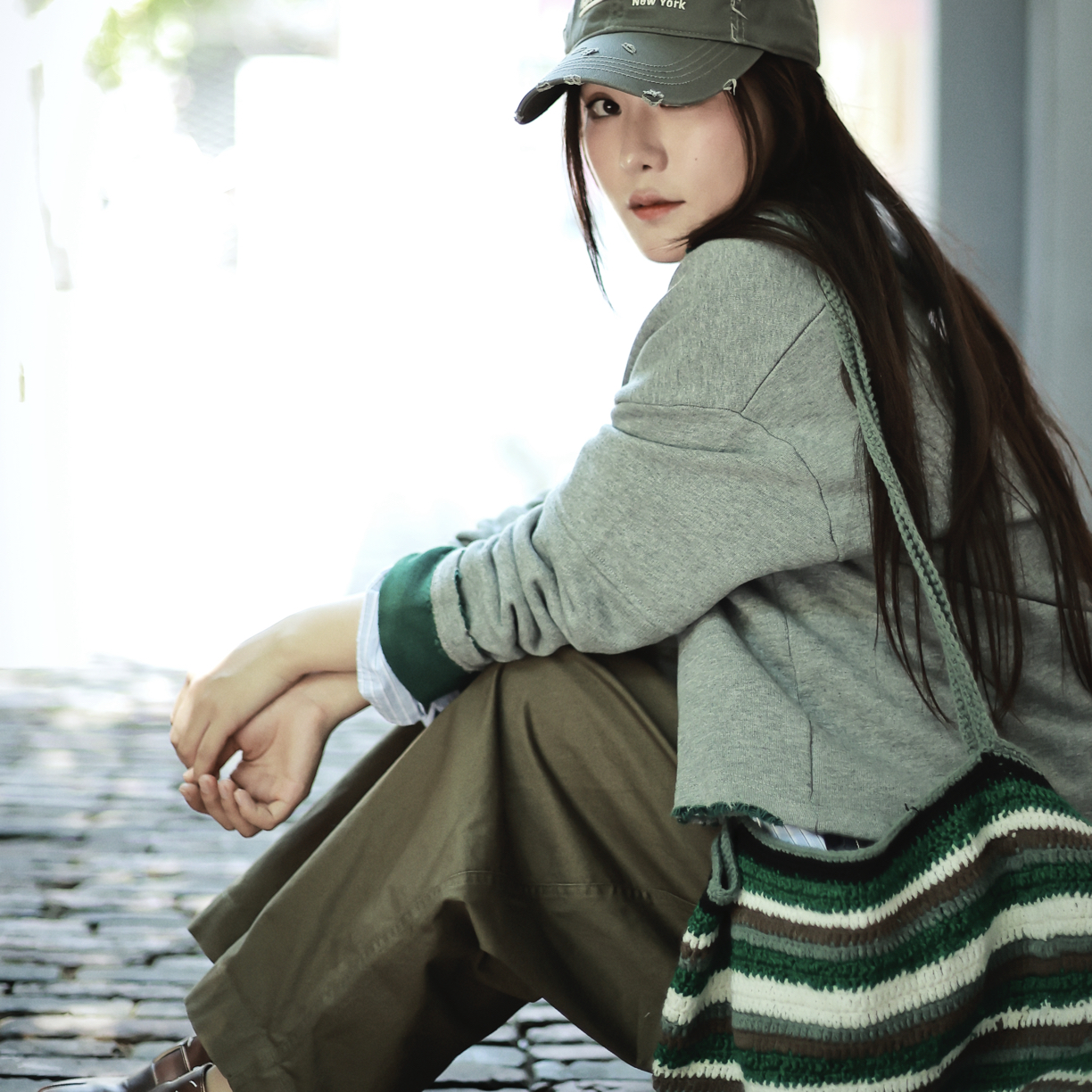 【小美新款】春秋新款短款外套灰色休闲设计感宽松圆领高级感