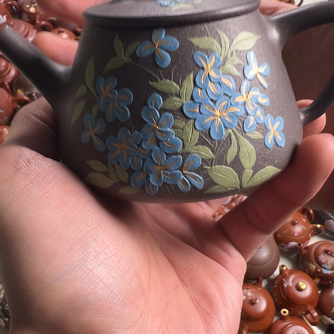 一***植紫砂茶壶特价商品大石瓢描金