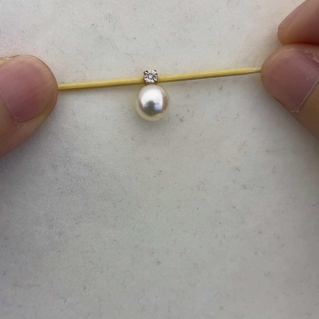 海水珍珠吊坠(赠链)18K金镶嵌7.5-8戴妃吊坠