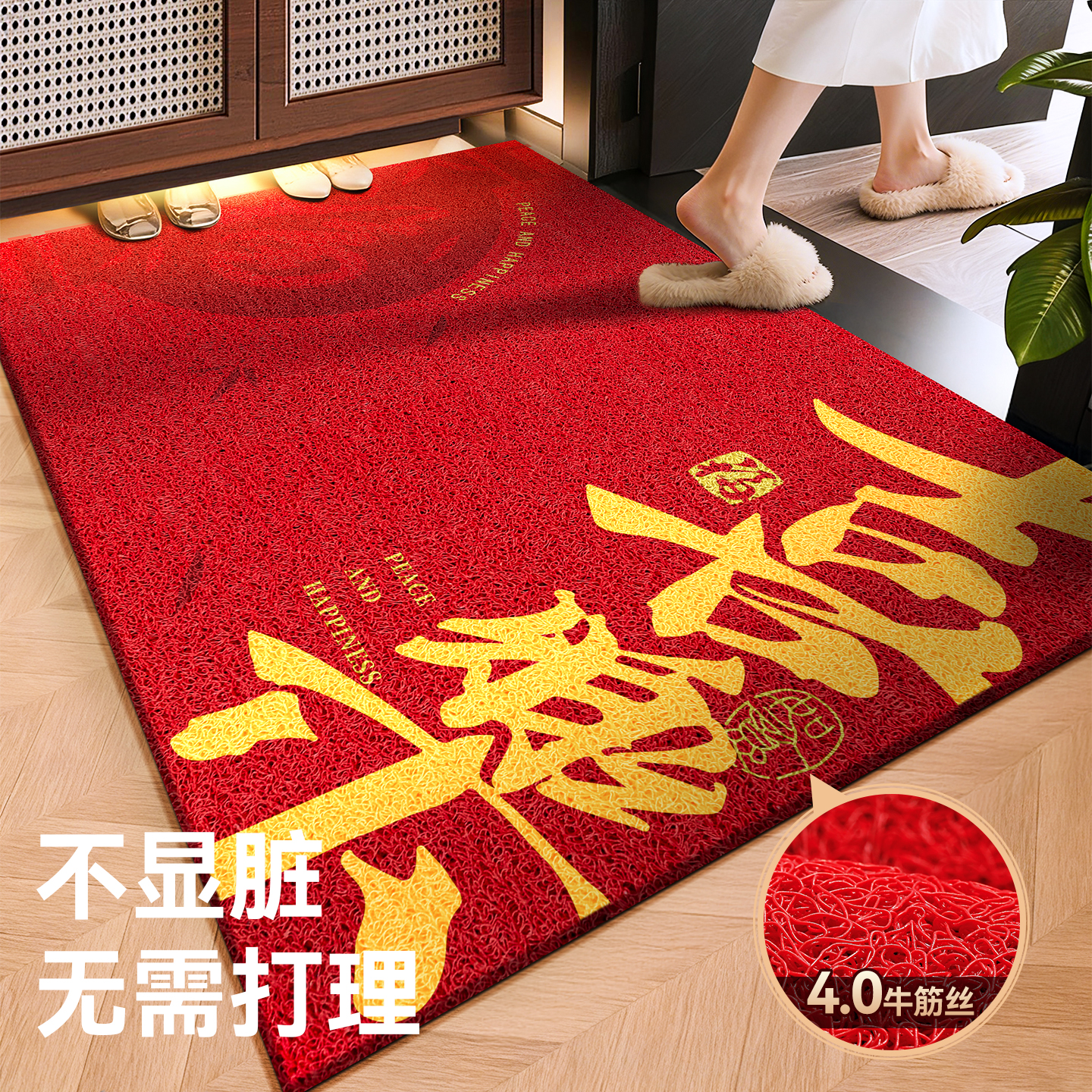 红色入户门地垫进门脚垫乔迁家用室内耐脏地毯门口门垫2025新款