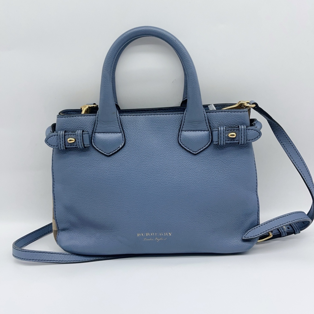 95新 BURBERRY/博柏利 蓝色手提斜挎包1473 0109