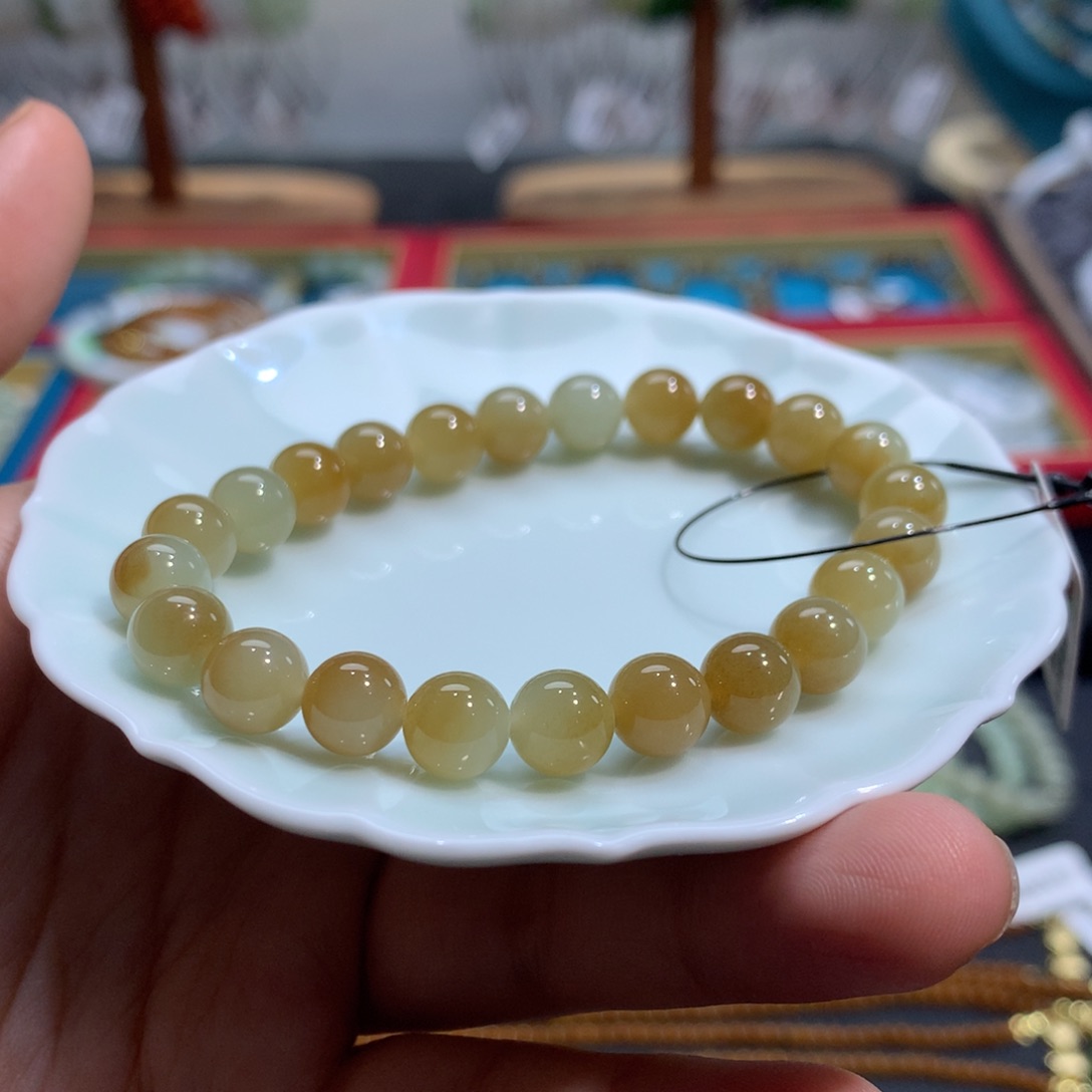 和田玉手链未镶嵌新疆且末糖