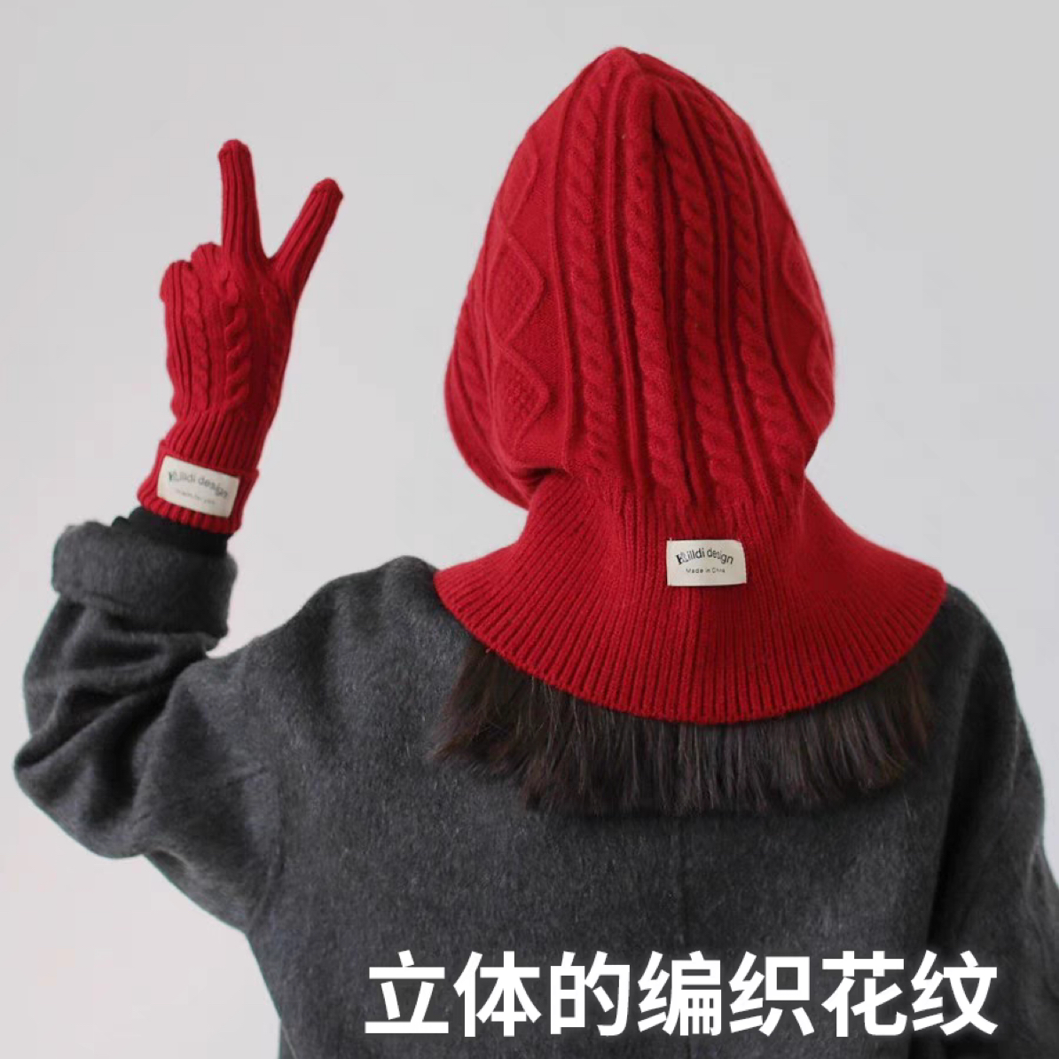 晴子Studio~新年礼物东大门麻花保暖ins针织手套巴拉克拉法帽