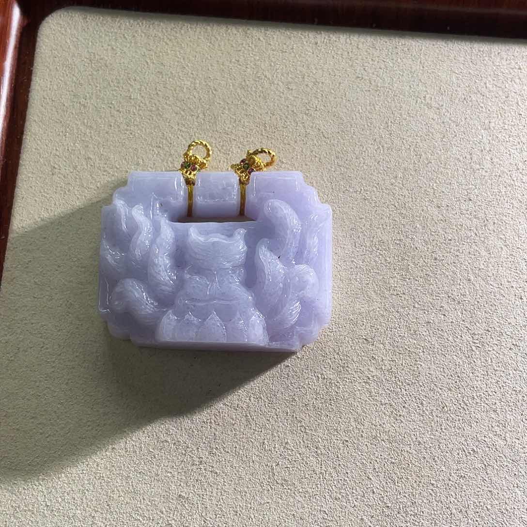 翡翠未镶嵌颈饰紫色包包锁