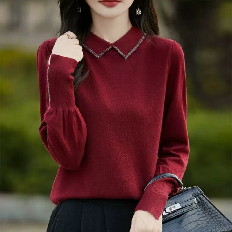 新款POLO领百搭气质显白遮肉女式羊毛衫24DAK1189