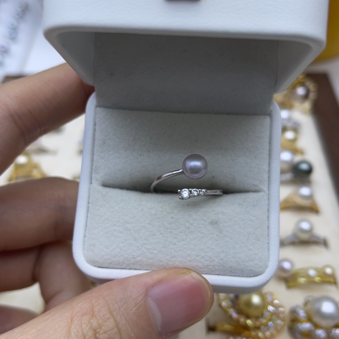 海水珍珠戒指银S925镶嵌