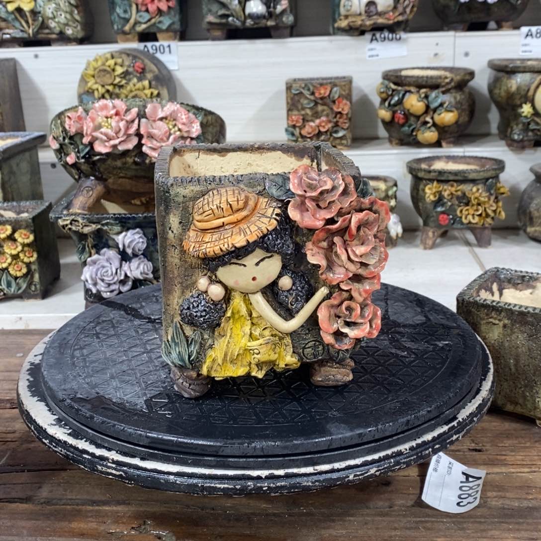 红陶青藤花器多肉花盆