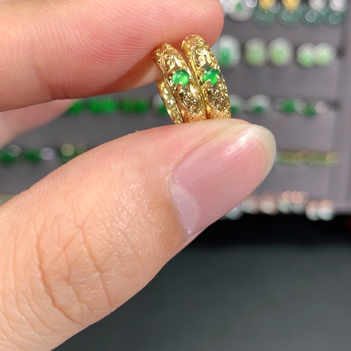 翡翠银S925镶嵌耳饰耳饰