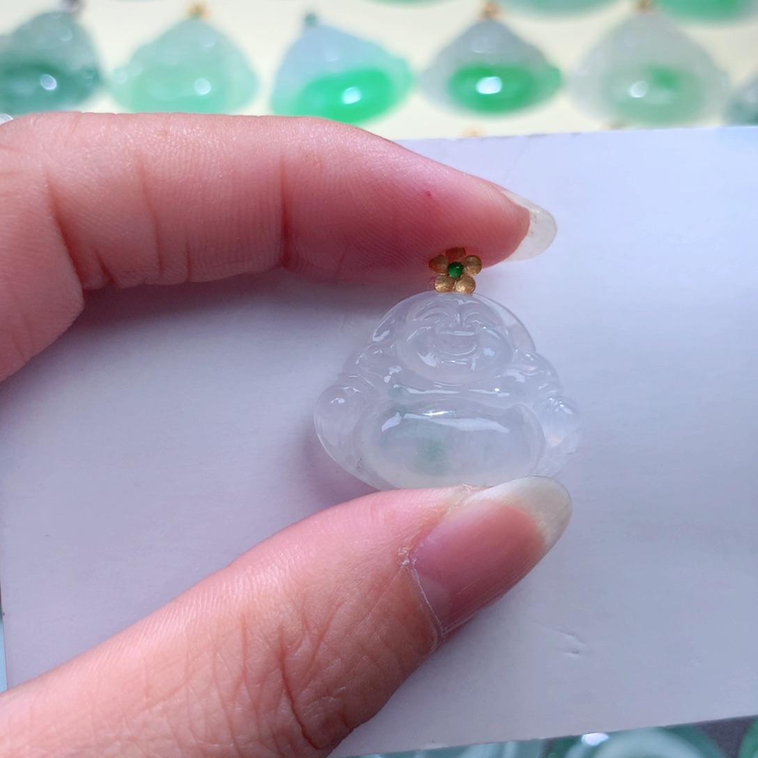 翡翠吊坠(不含链)18K金镶嵌