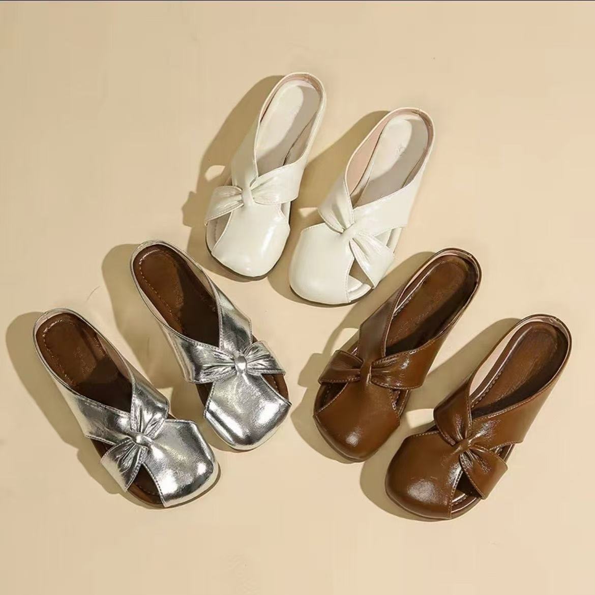 包头平跟平底浅口日常纯色包头拖玛丽珍欧若智性风yy2