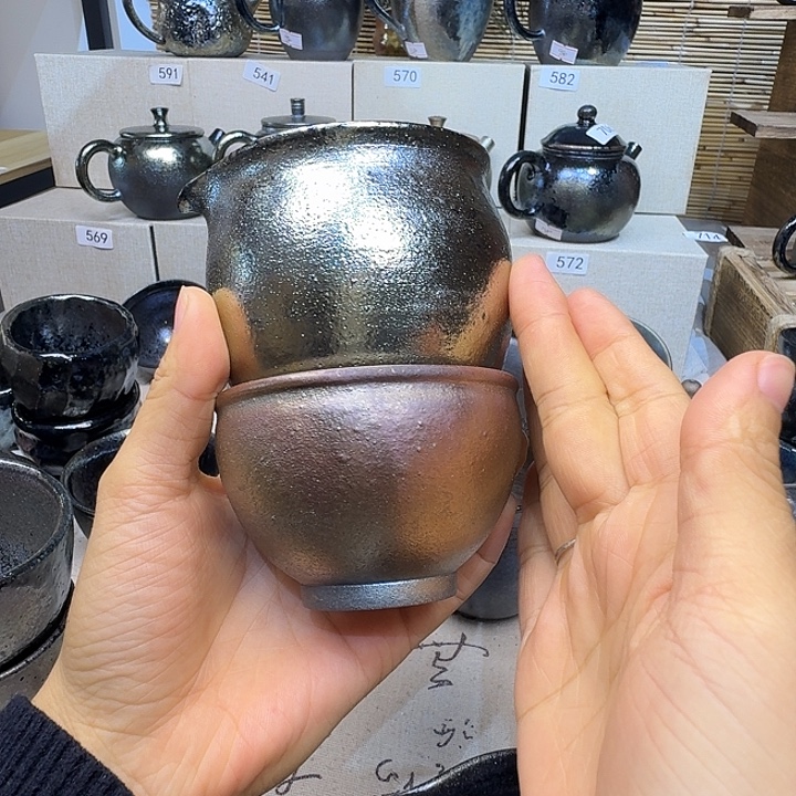 用***9杯建水紫陶紫泥柴烧杯