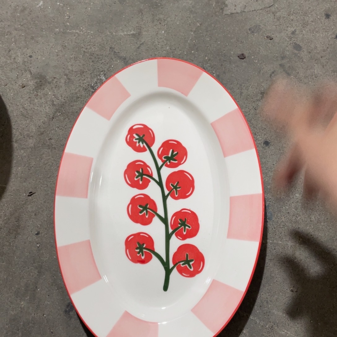 陶瓷餐具系列冠祥柿子鱼盘12寸一个