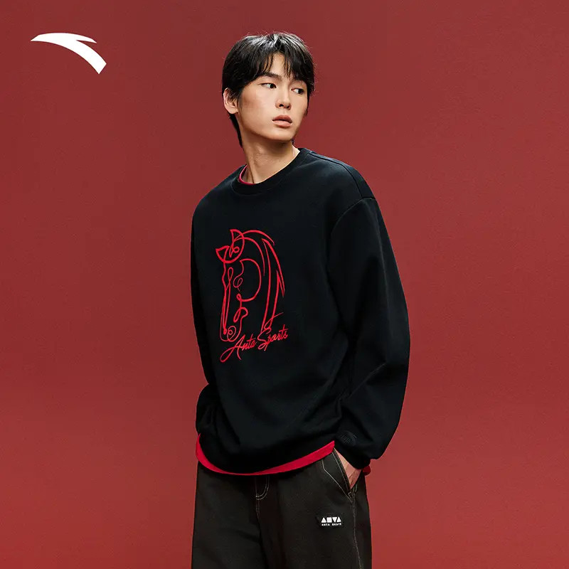 【服饰】安踏暖姜新年加绒卫衣男秋冬新款加厚保暖圆领衫休闲运动