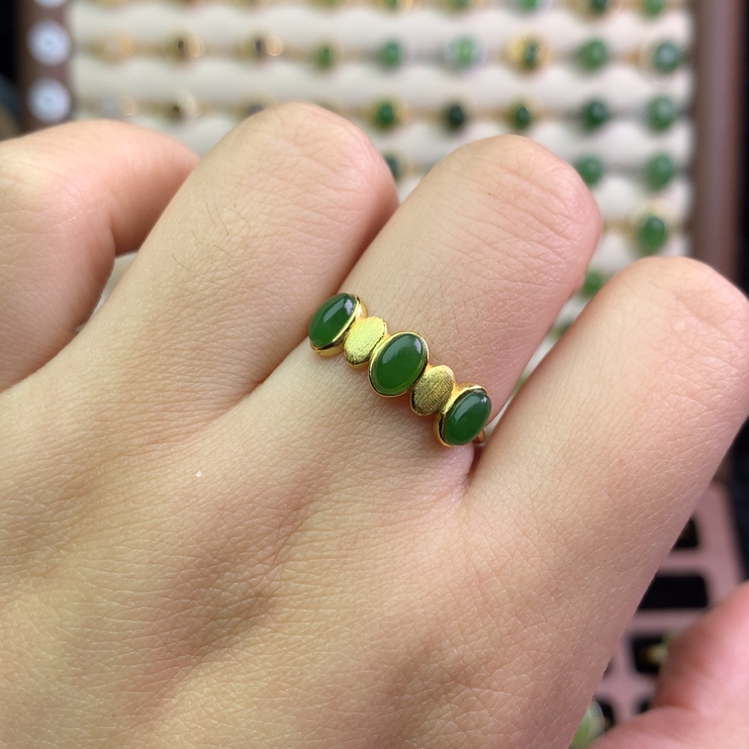 和田玉银S925镶嵌戒指