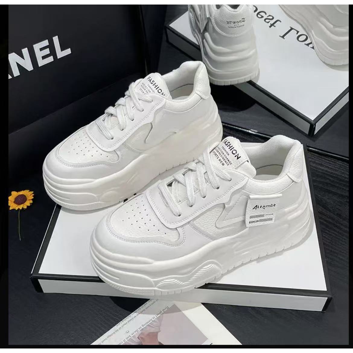 内增高女鞋子2025春秋爆款新款百搭厚底熊猫板鞋  6622 XHF 检