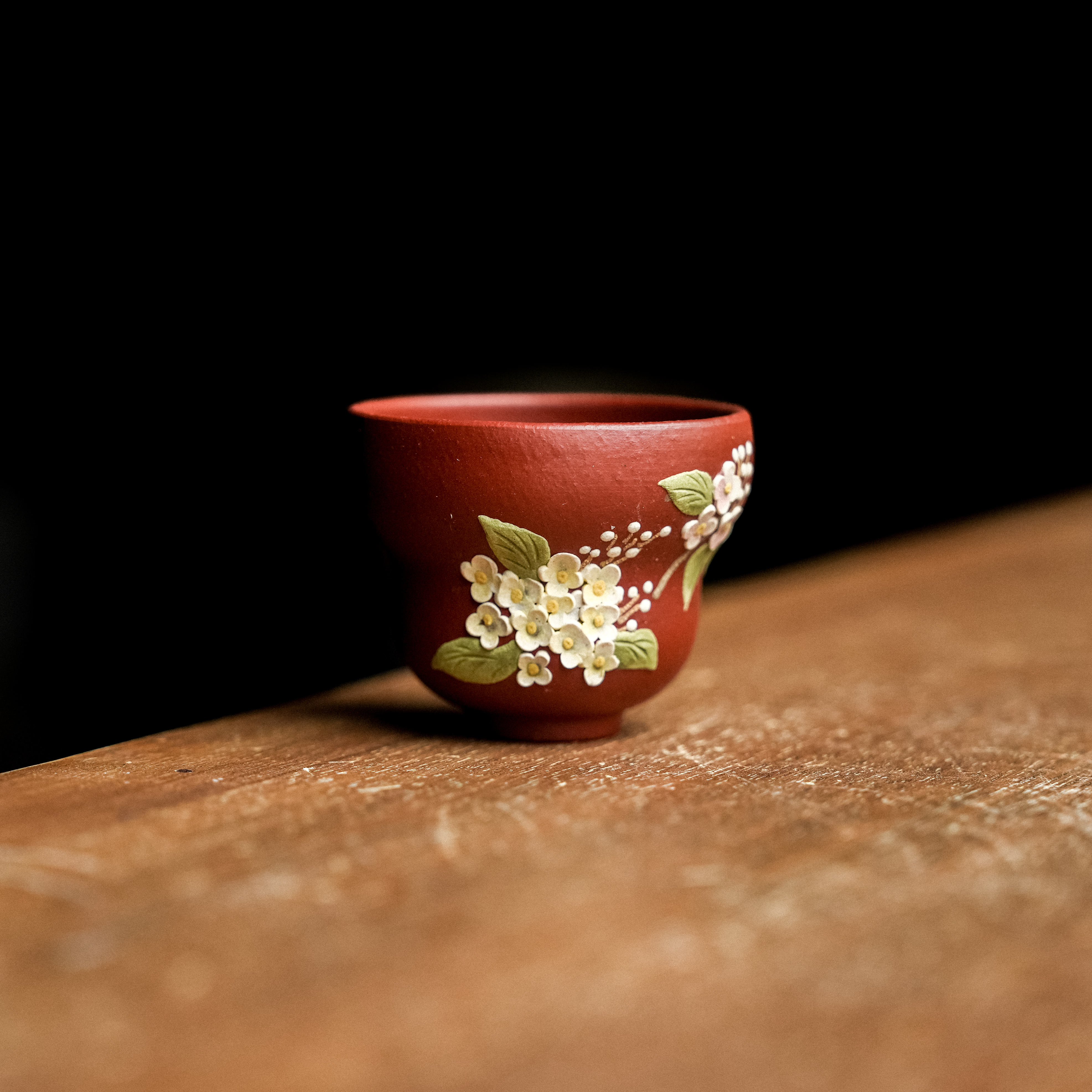 【风禾】宜兴紫砂泥绘花朵小葫芦杯25ml