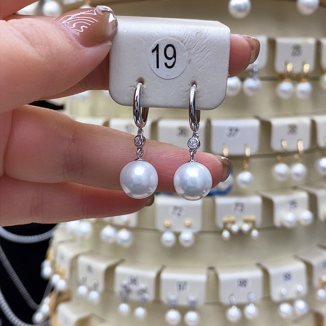 淡水珍珠耳饰银S925镶嵌