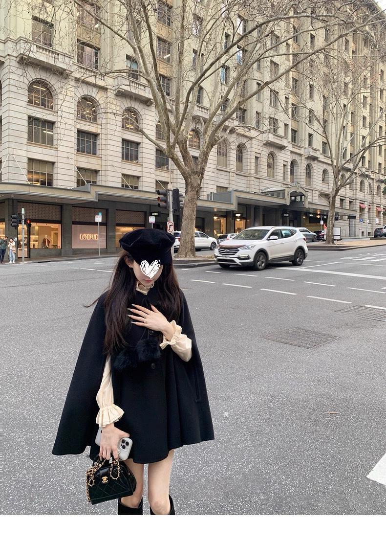  复古千金外套女高级感气质斗篷大衣衬衫套装