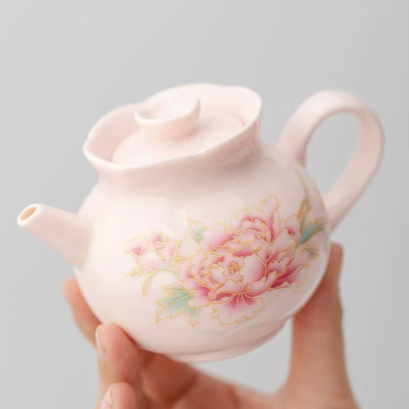 G1783-粉胎牡丹壶